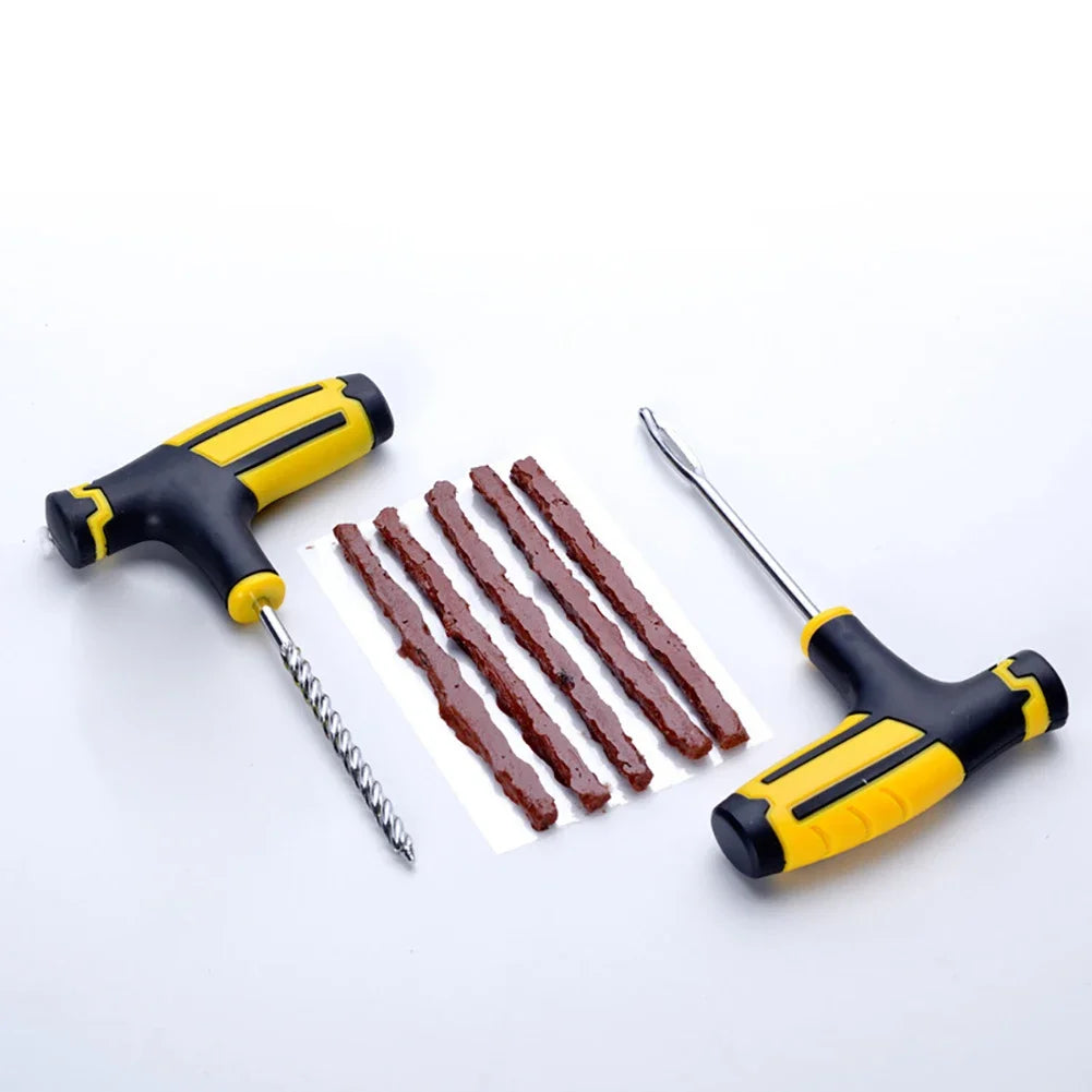 Car Tire Repair Tools Kit with Rubber Strips Tubeless Tyre Puncture Studding Plug Set for Truck Motorcycle Car Accessories Oasis Select