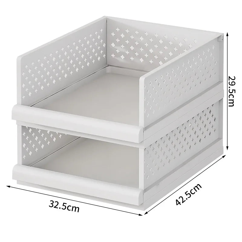 Drawer type clothes clothing storage box foldable pull-out wardrobe layered baffle pull basket layered pants storage box Oasis Select Layer 2 - White