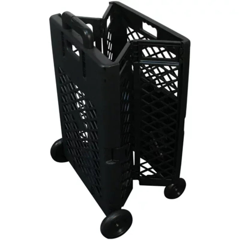 Grid trolley large-capacity plastic folding shopping cart four-wheel plastic folding luggage cart shopping trolley Oasis Select