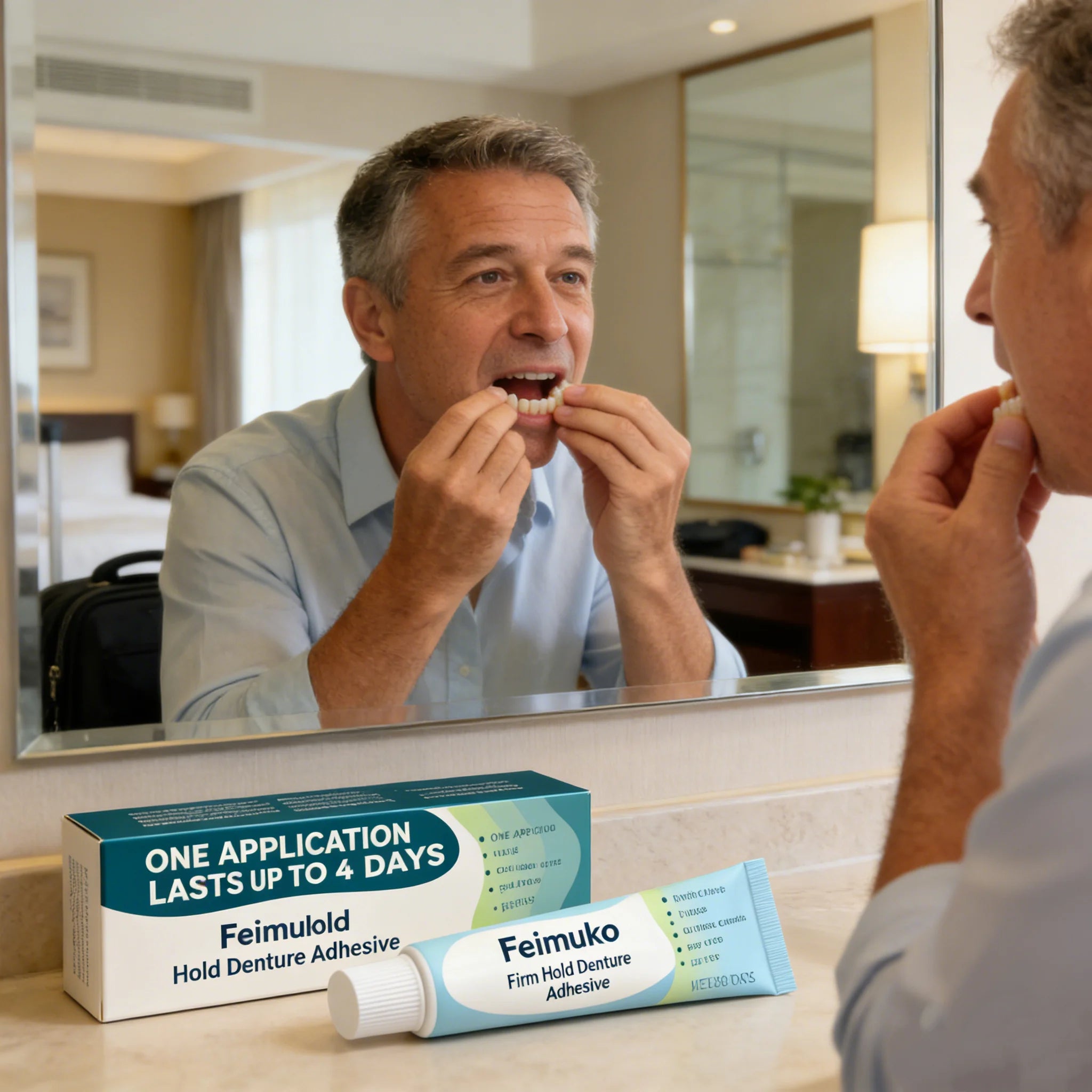 FEIMUKO Denture Adhesive Cream – Firm Hold & Gum Relief