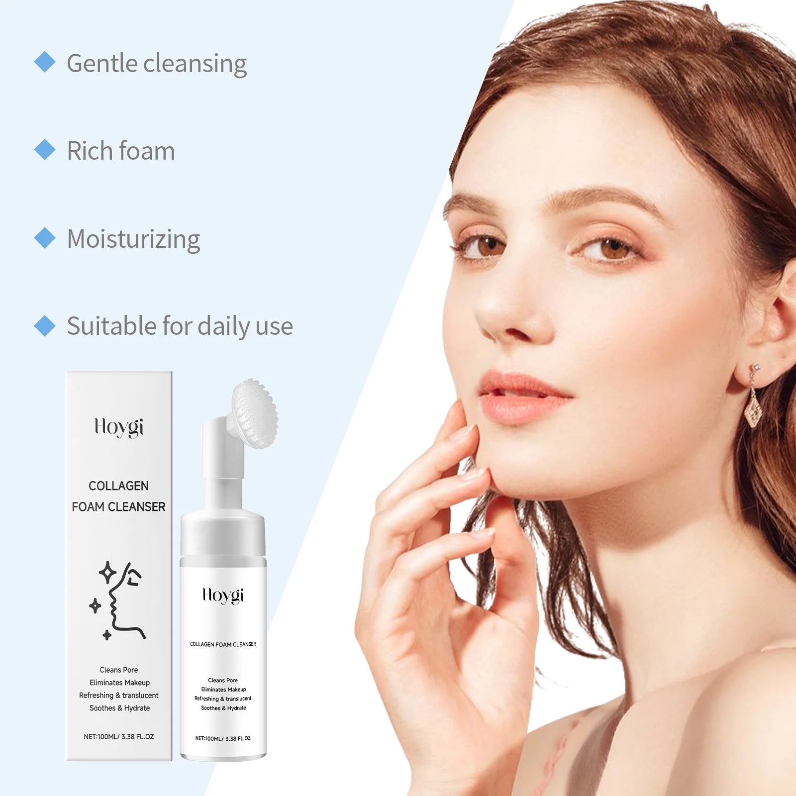 Collagen Facial Cleanser Mousse Deep Cleansing Skincare Controls Oil Moisturizing Firming Face Wash Foam Cleanser Skin Care Oasis Select