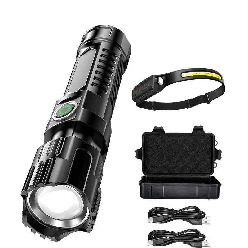 Rechargeable Zoomable LED Flashlight – Waterproof Tactical Torch