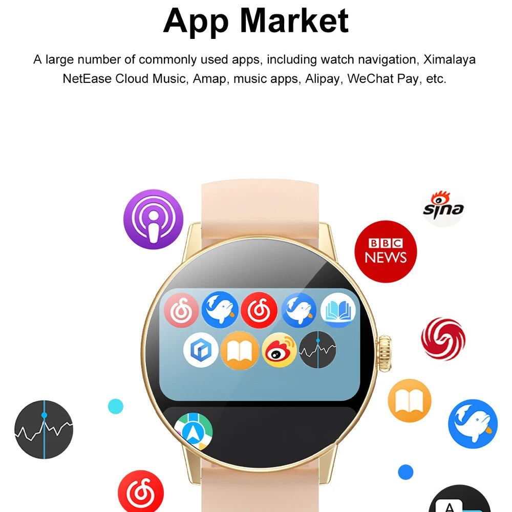 4GB Memory Bracelet Women Smart Watch Lady Smartwatch App Download Sport Waterproof Watches Map Voice Assistant Music Heart Rate Oasis Select