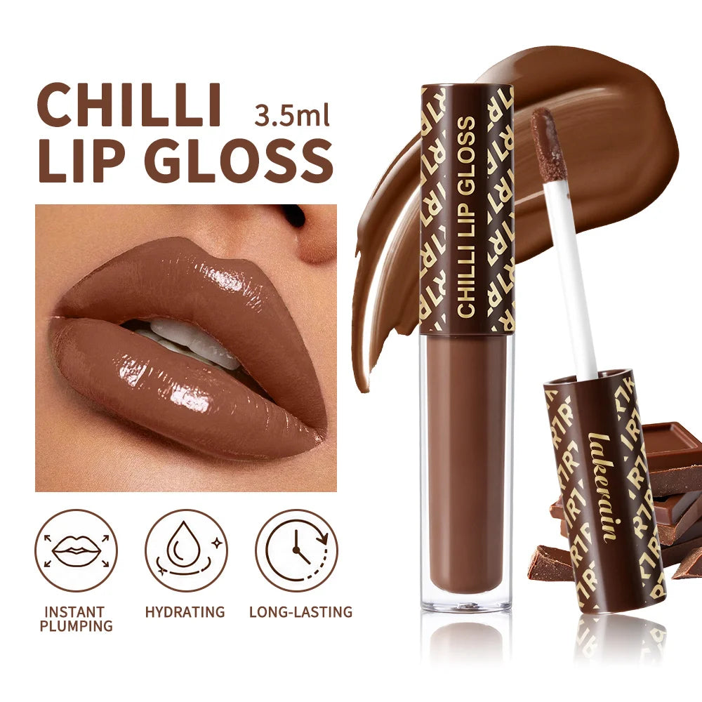 Chocolate Chilli Lip Gloss Instant Plump & Hydrated Repair Dry Lips Glossy Finish Moisturizing Non-drying Lip Plumper Daily Lip Oasis Select