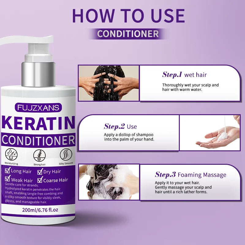 Keratin Shampoo & Conditioner Set – Anti-Frizz Hair Repair Keratin Hair Care Set Oasis Select