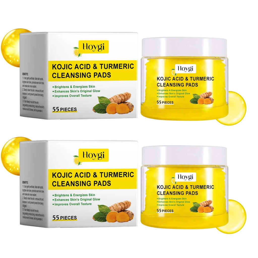 Turmeric Kojic Acid Cleansing Pads Exfoliating Pads Shrink Pores Removing Dead Skin Smooth Brightening Skin Face Cleansing Oasis Select 2 x 55pcs Boxed