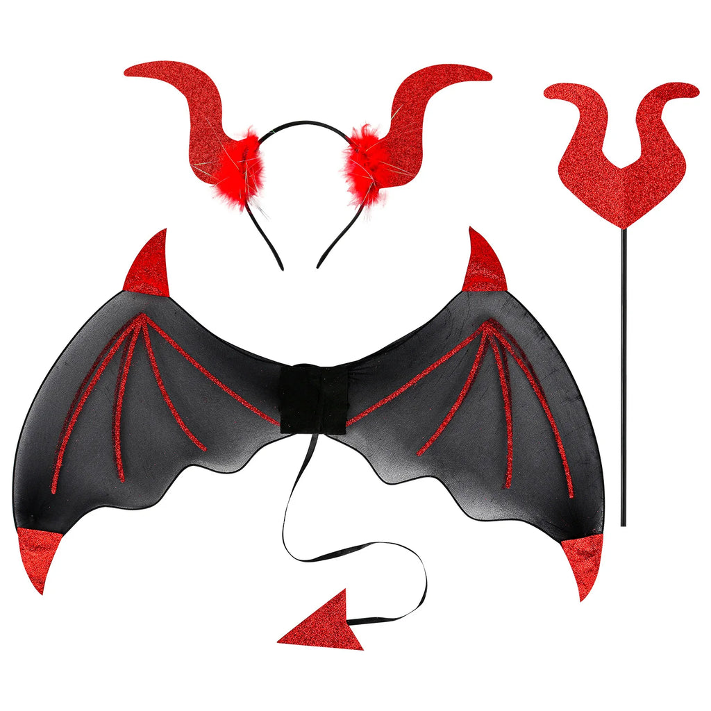 New Arrival Halloween Party Devil Headband & Magic Wand - Performance Props for Festive Atmosphere Oasis Select Red and black one size fits all