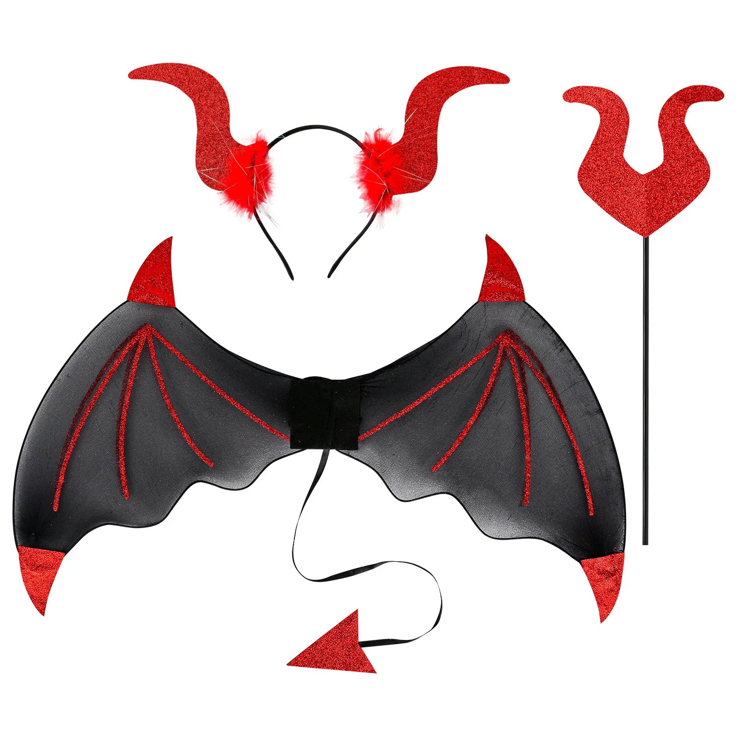 New Arrival Halloween Party Devil Headband & Magic Wand - Performance Props for Festive Atmosphere Oasis Select Red and black one size fits all