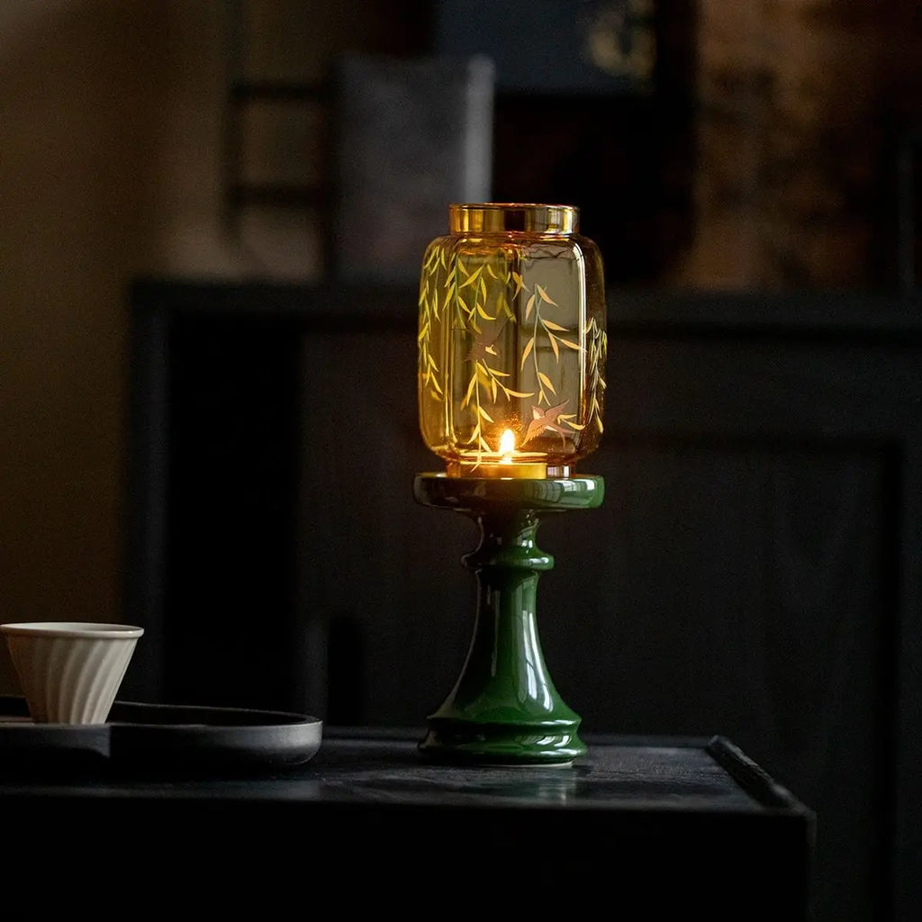 Candle Holder Lamp Zen Tea Room Atmosphere Lamp Home Floor Candle Lamp High Appearance Level Ornaments Scented Candle Oasis Select