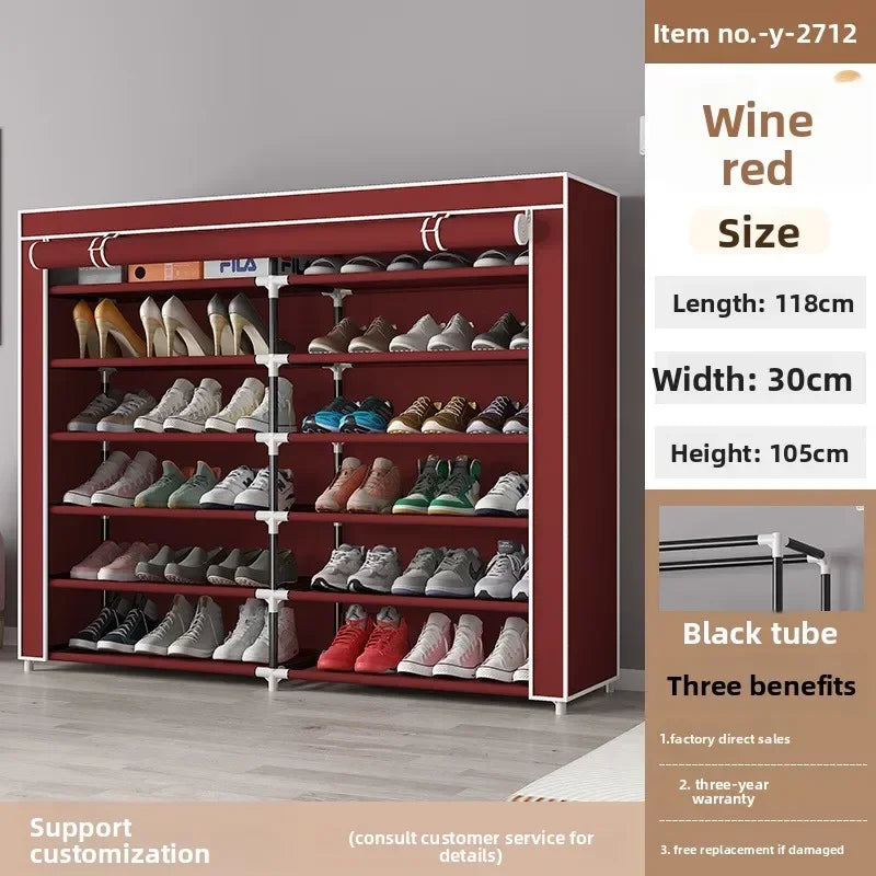 Multi-functional Foreign trade simple household shoe storage rack large space dustproof simple shoe rack Durable Oasis Select Burgundy 118-30-120
