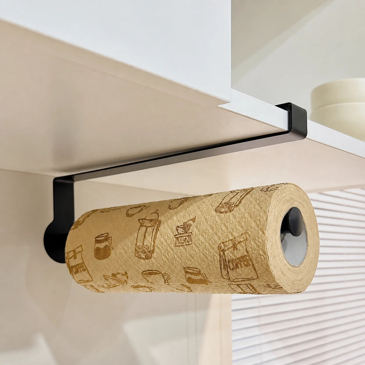 1 pc Punch-free Iron Kitchen Paper Towel Holder, Under-Cabinet Punch-Free Paper Towel Rack, Durable and Easy to Clean Oasis Select