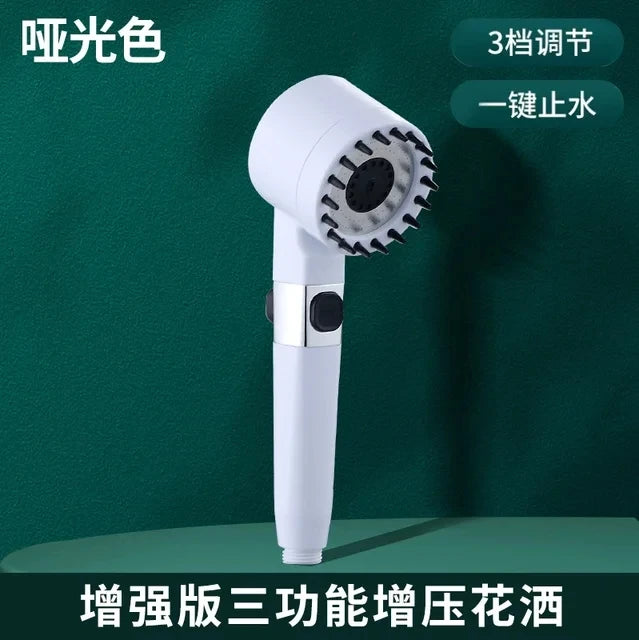 3 Modes Shower Head Adjustable High Pressure Water Saving Massage Portable Filter Shower Head Hook Hose Bathroom Accessories Set Oasis Select White Shower