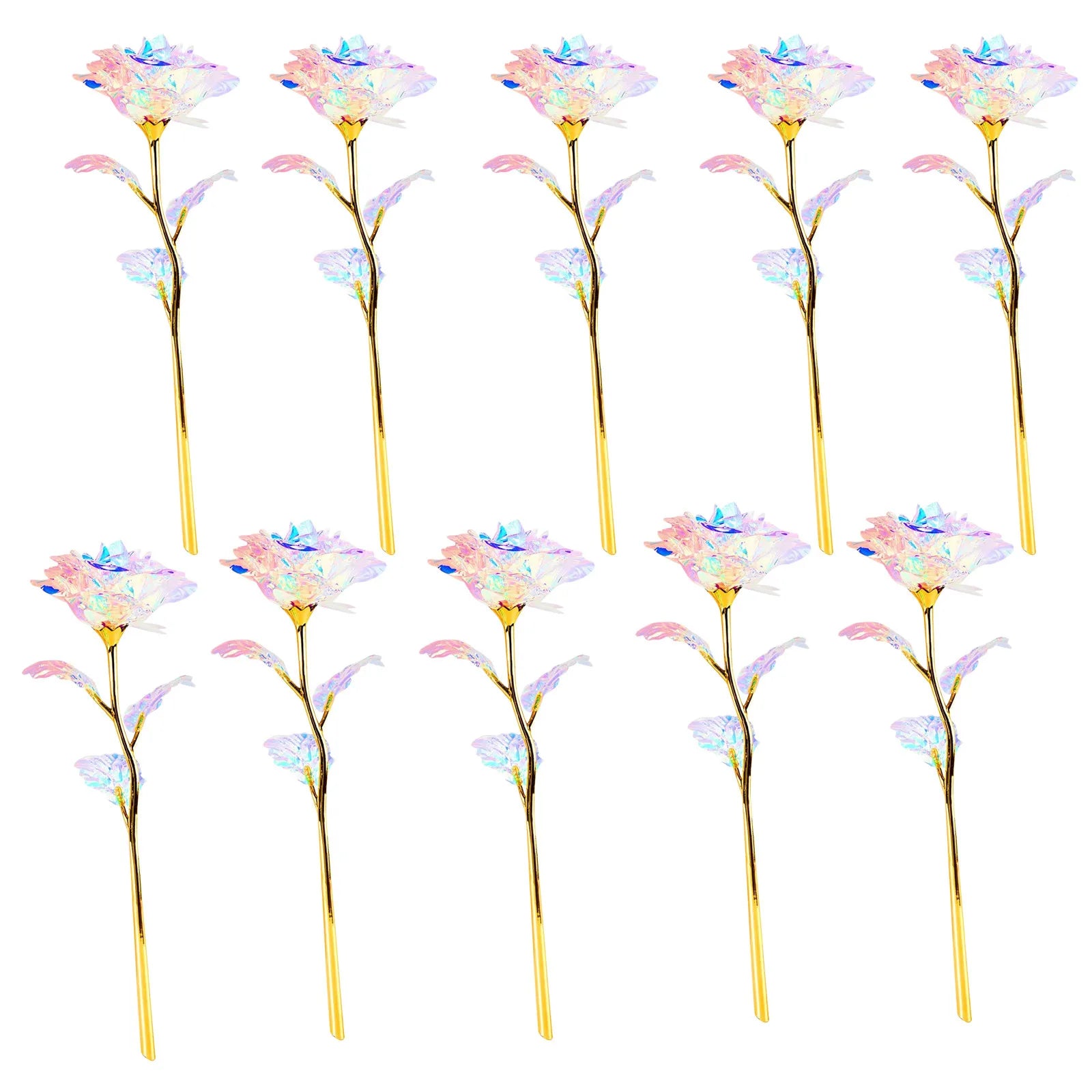 10pcs Galaxy Rose Forever Flower Artificial Luminous Light Rose Valentine's day Gifts Gold Foil Colorful Artificial Flower Oasis Select