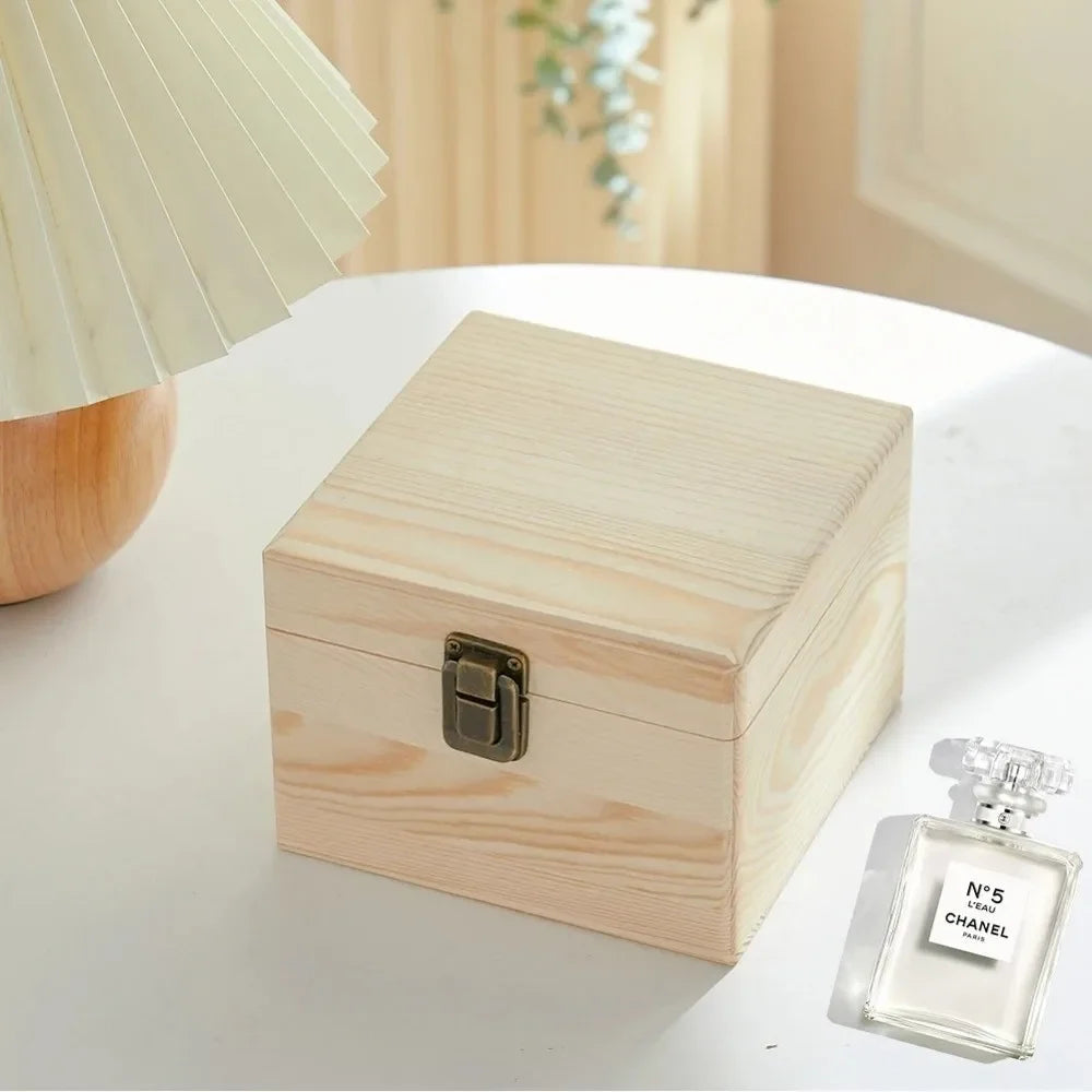 Retro Pine Wood Clamshell Storage Box – Jewelry & Gift Box