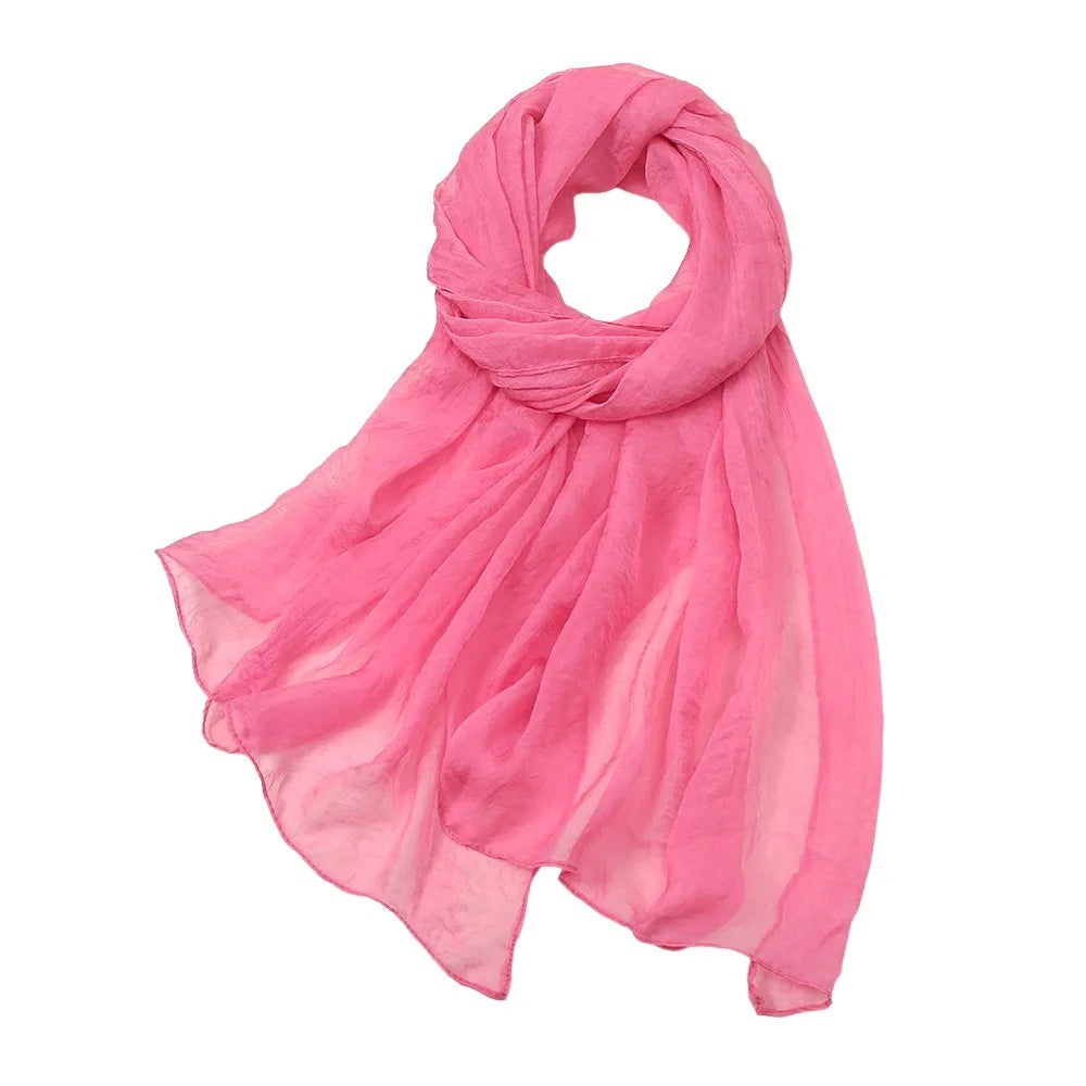 Elegant Solid Color Chiffon Scarf Thin Protection Sunscreen Shawl Soft Long Female Wrap Shawls Summer Oasis Select Rose Red