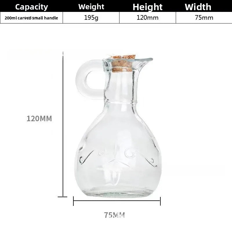 Glass Oil Pot European Style with Handle Oil Bottle Seasoning Bottle Household Kitchen Storage Supplies Oasis Select B-200ml