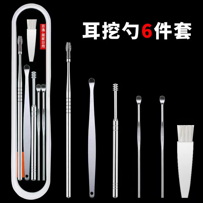 Stainless Steel Ear Wax Removal Tool – Spiral Spring Cleaner Set Ear Wax Removal Tool Oasis Select 6Pcs Set