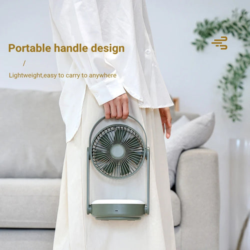 10000mAh Rechargeable Fan – LED Light, Remote, Table & Wall Mount Rechargeable Portable Fan Oasis Select