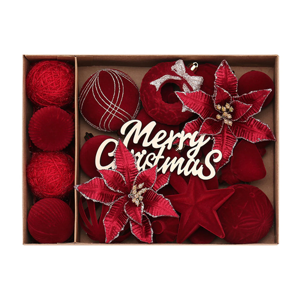 38-Piece Velvet Christmas Ball Ornament Set – Mixed Colors