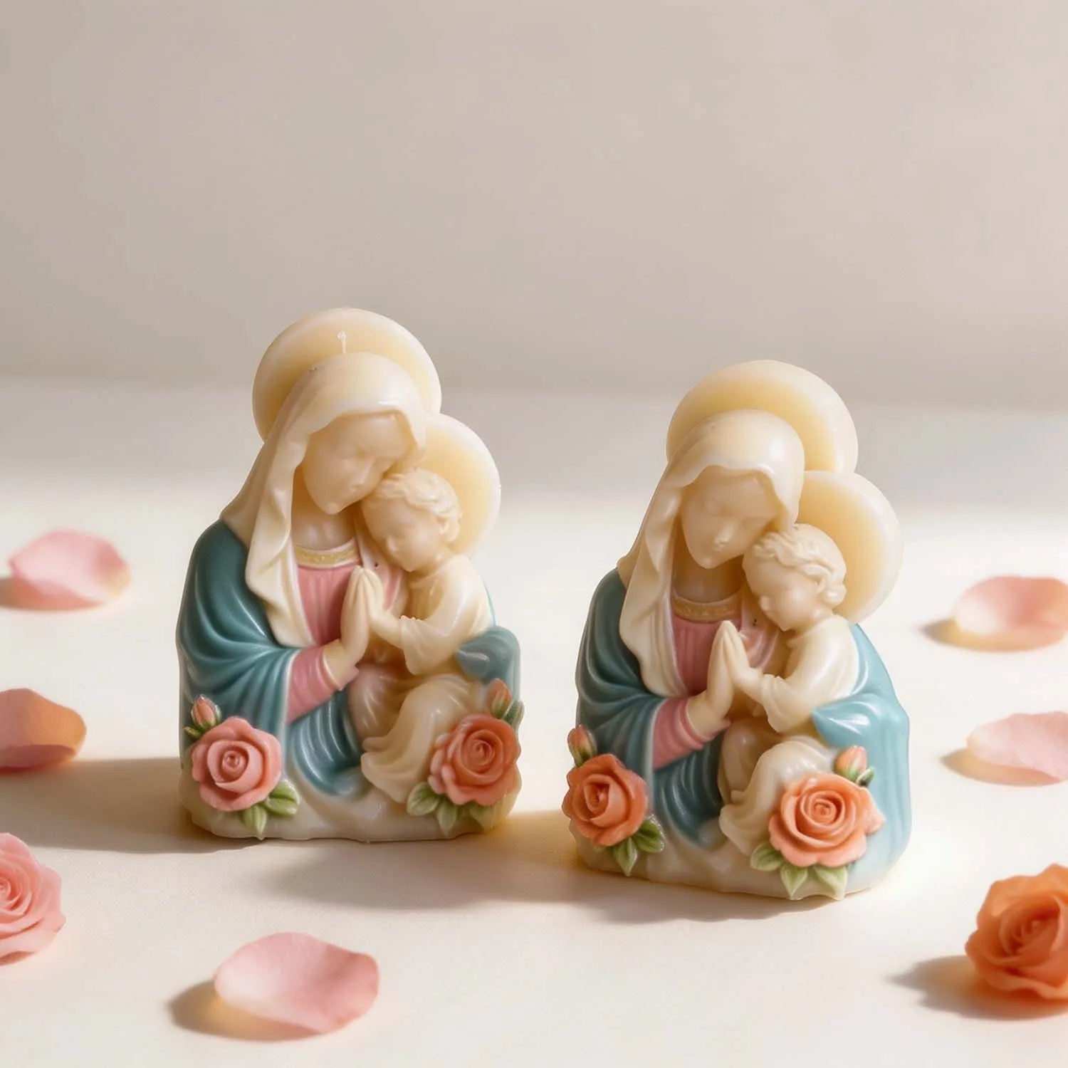 Virgin Mary Baby Jesus Silicone Mold 3D Religious Candle Soap Resin Mold Rose Accents Sacred Heart Easter Christmas Home Decor Oasis Select