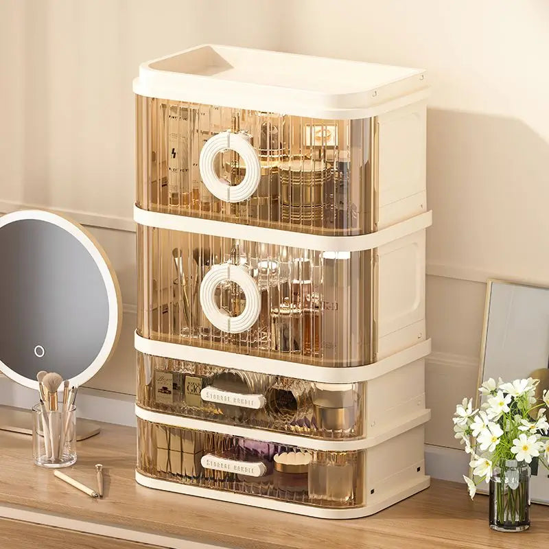 1 pcs Folding storage box, cosmetics desktop dressing table, lipstick and skin care products, large-capacity storage rack Oasis Select