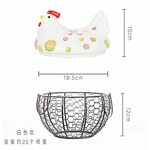 Ceramic Egg Baskets Fruit Baskets Sundries Blue Ceramic Kitchen Shelves Creative Storage Iron Woven Baskets Ironwork Storage Oasis Select M color