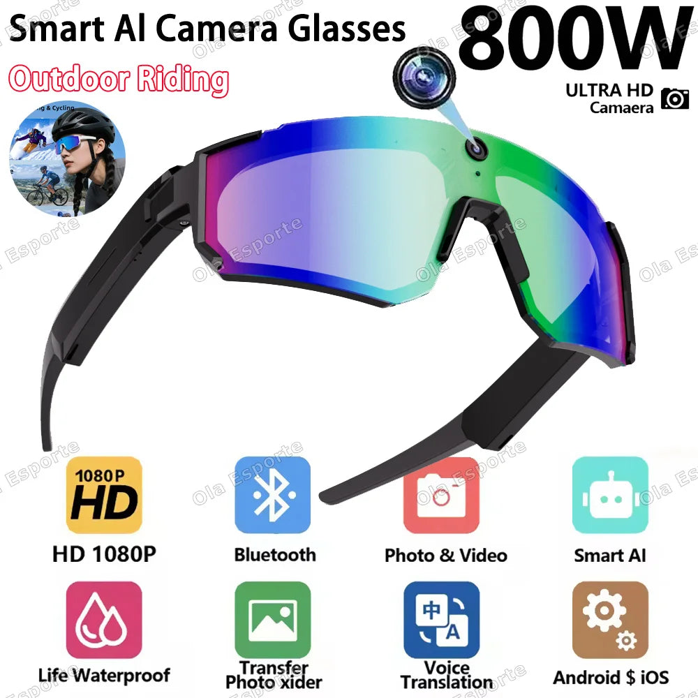 AI Smart Glasses 4K Camera Bluetooth UV400 Polarized IP54