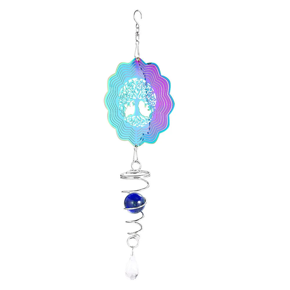 Gradient Color Wind Spinner Stabilizer Gazing Ball Spiral Tail Tree of Life Wind Chimes Catcher Pendant Garden Hanging Decor Oasis Select A
