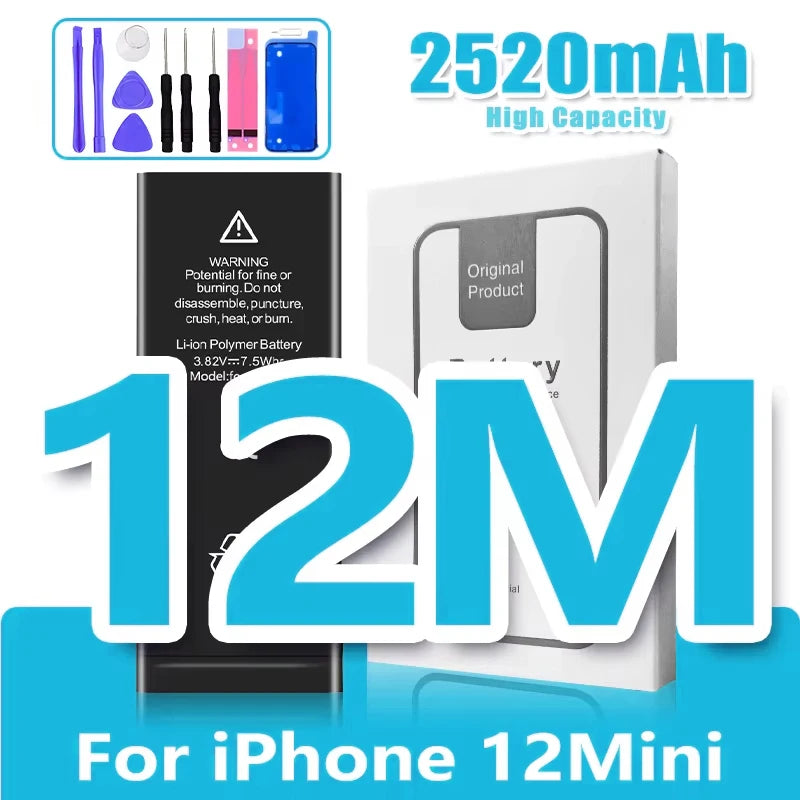 0 Cycle High Capacity Battery For iPhone 11 11Pro 12Pro 12 13 14 13Pro 14Pro Max Mini Phone Bateria + Free Tool Kit Oasis Select 12Mini 2520mAh HC