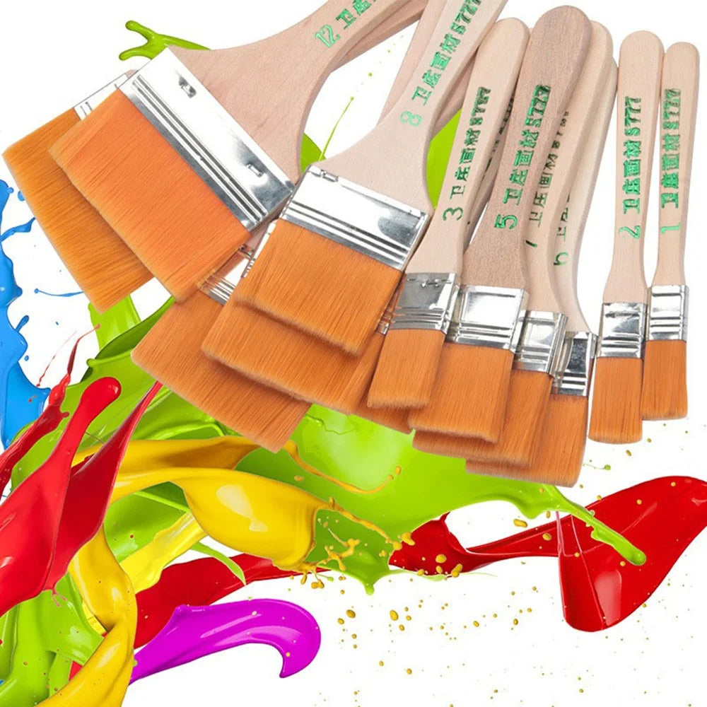 12pcs/set Memory Nylon Paint Brushes Set for Acrylic Oil Drawing Watercolor Wooden Painting Brush Tools Art Supplies Oasis Select