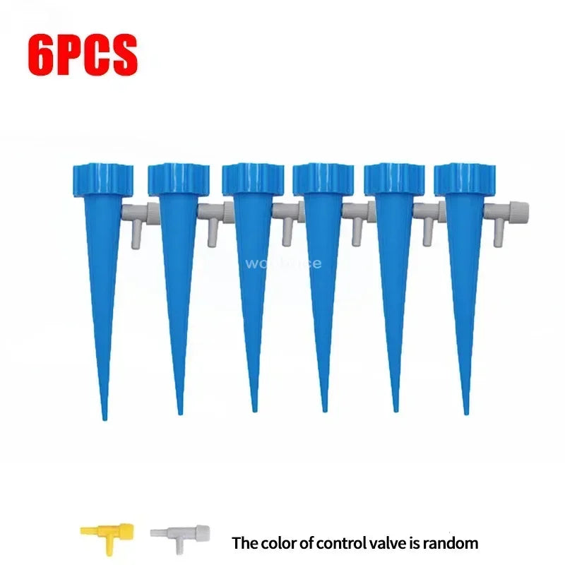 Self Watering Spikes for Indoor/Outdoor Plants,Self Watering Planter Insert with Adjustable Drip Valve Oasis Select 6PCS-Blue