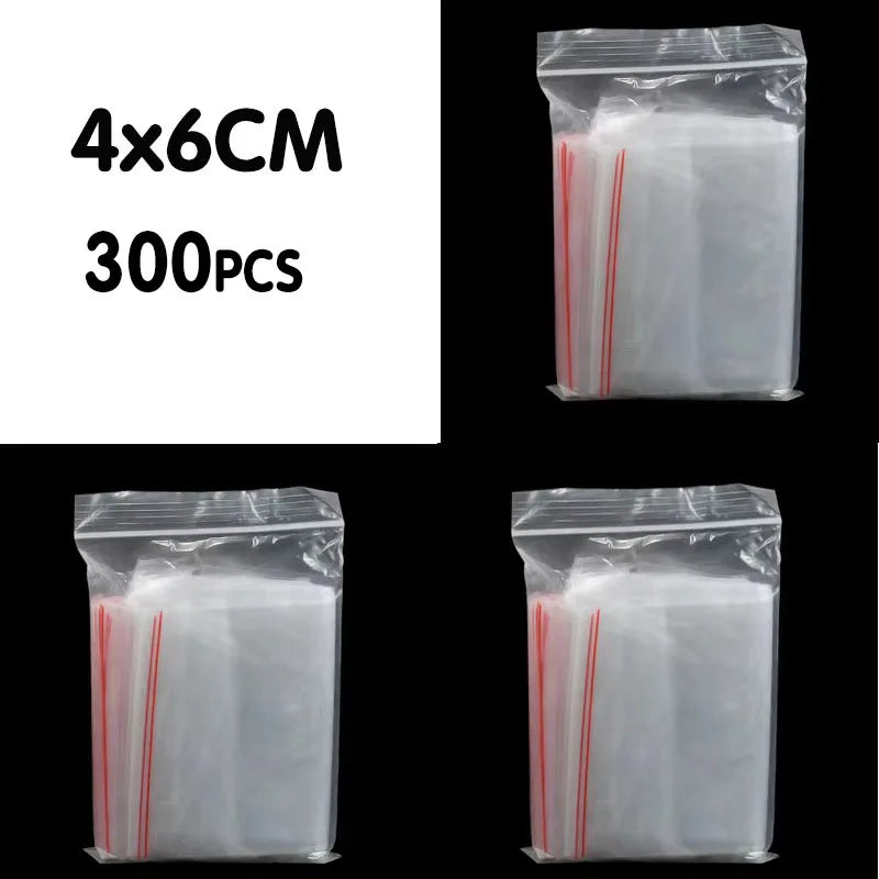 100/200/300pcs Small Zip Lock Plastic Bag Reclosable Transparent Bag Shoe Bag Vacuum Bag Poly Clear Bags Thickness 0.05mm Oasis Select 4x6CM 300pcs