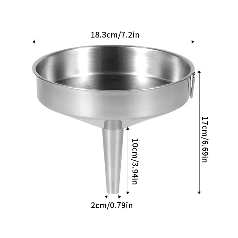 Wide Mouth Metal Funnel Kitchen Accessory for Canning Oil Wine Beer Pouring into Bar Flask Oasis Select 18cm