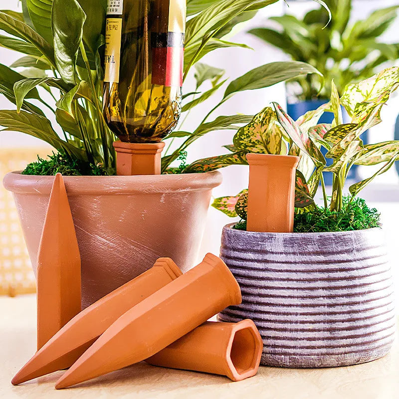 Terracotta Self-Watering Stakes 4-Pack | Auto Drip Irrigator