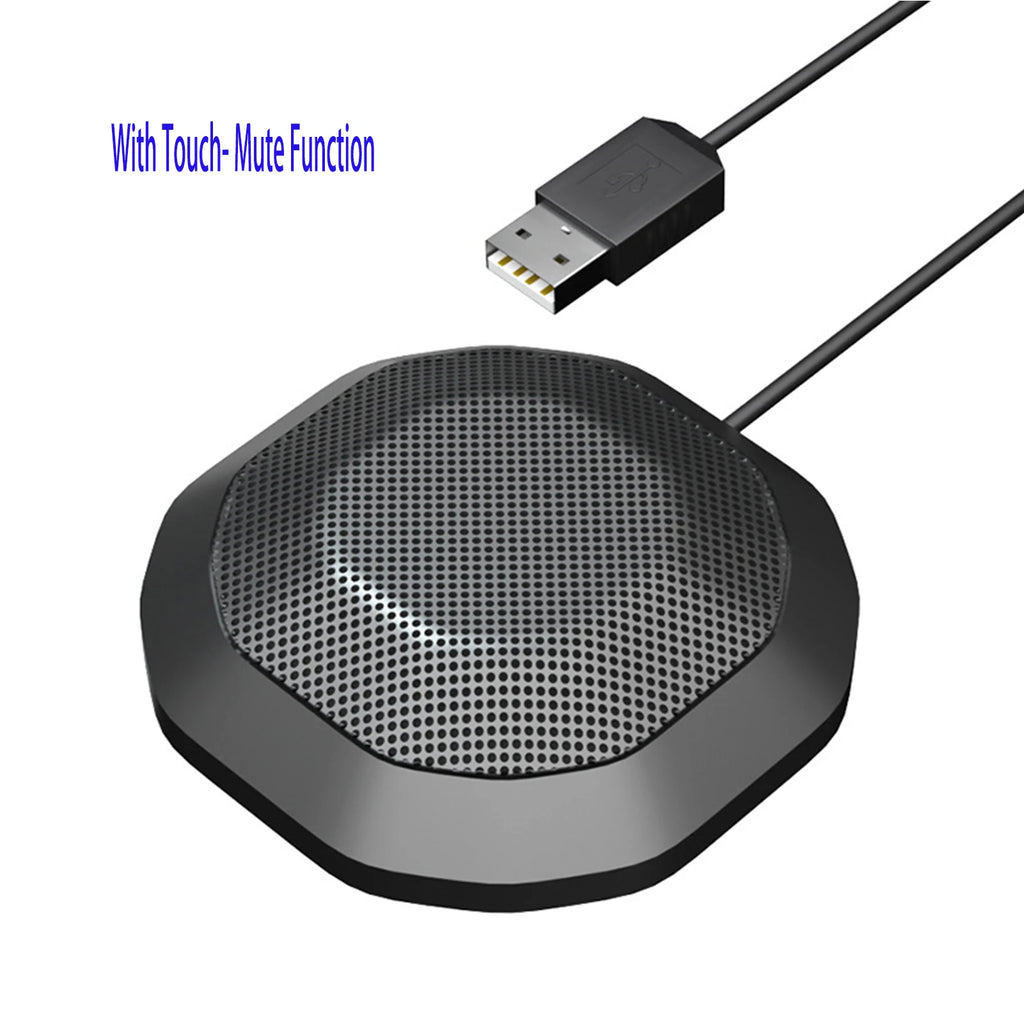 Portable 3.5mm Plug Conference Microphone 360° Omnidirectional Condenser PC Mic Plug & Play Small Microphone for PC Laptop Oasis Select Touch Mute