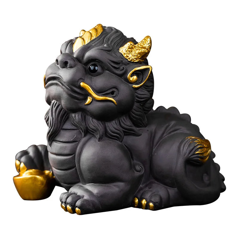 Lucky Pixiu Purple Clay Tea Pet Tea Play Nurturable Home Office Ceramic Desktop Decoration Tea Tray Tea Table Small Accessories Oasis Select