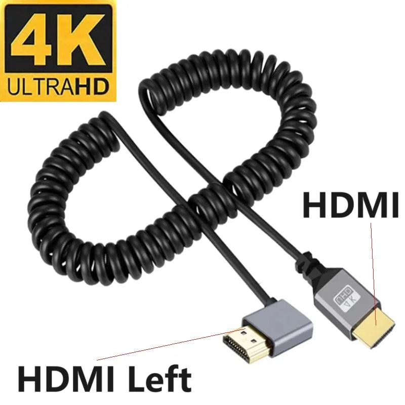 0.5-2.4M 4K60HZ HDMI Flexible Spiral cable mini Micro HDMI-Compatible TO HDMI Minihdmi Microhdmi Coiled Extension Cable Oasis Select HDMI(Left) 0.5-2.4 m