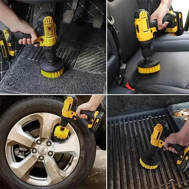 3-Piece Drill Brush Attachment Set – Tile, Grout & Carpet Scrubber Drill Brush Set Oasis Select