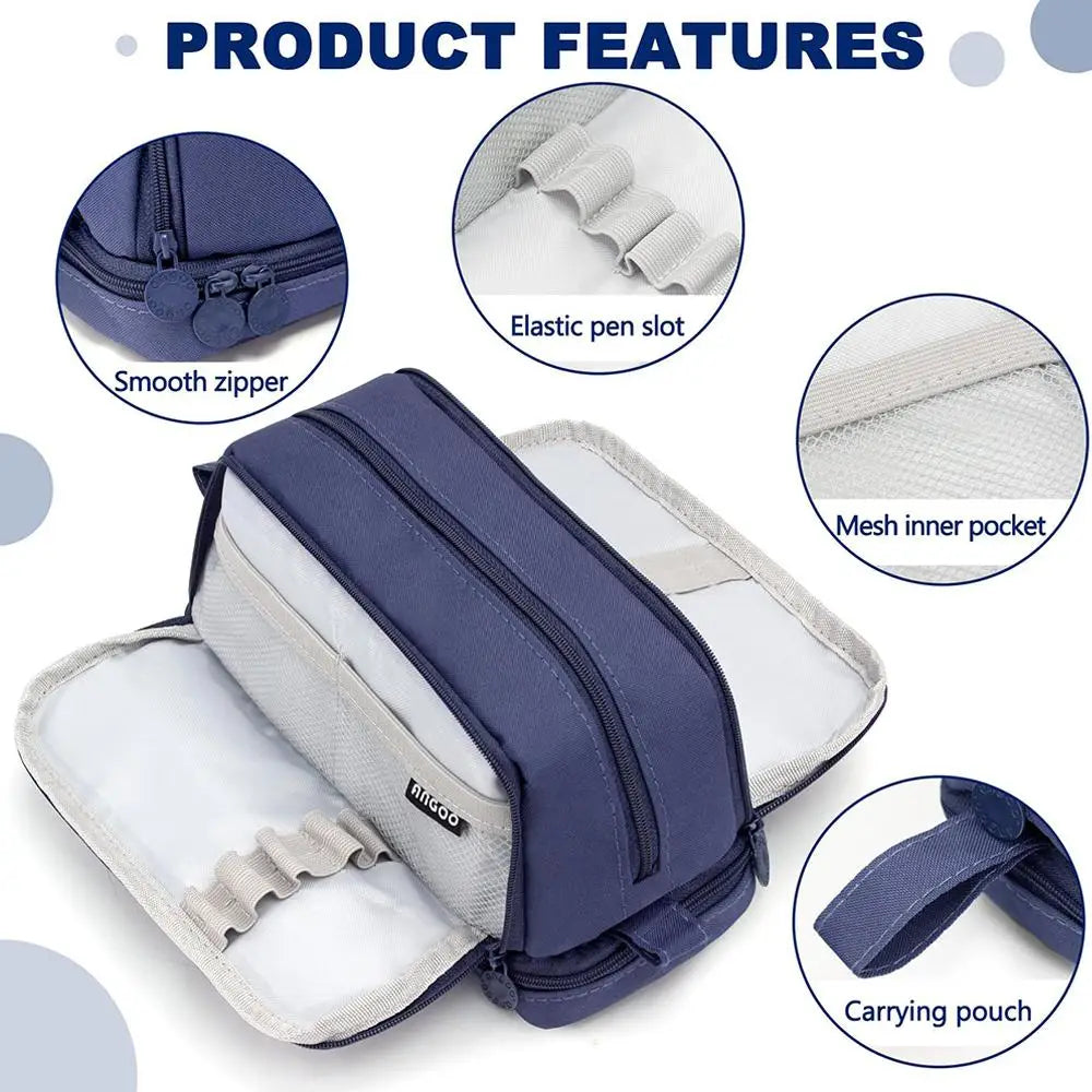 Large Capacity Multilayer Pencil Case – Nylon Zipper Pouch Pencil Case Oasis Select
