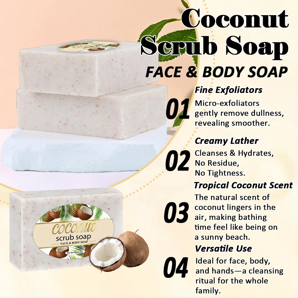 Coconut Scrub Soap – Handmade Exfoliating Face & Body Bar Exfoliating Scrub Soap Oasis Select