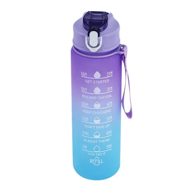 900ml Sports Water Bottle High Temperature Resistant Graduated Straw Cup Rainbow Frosted Progressive Color Water Cup Plastic Cup Oasis Select Purple 900ml