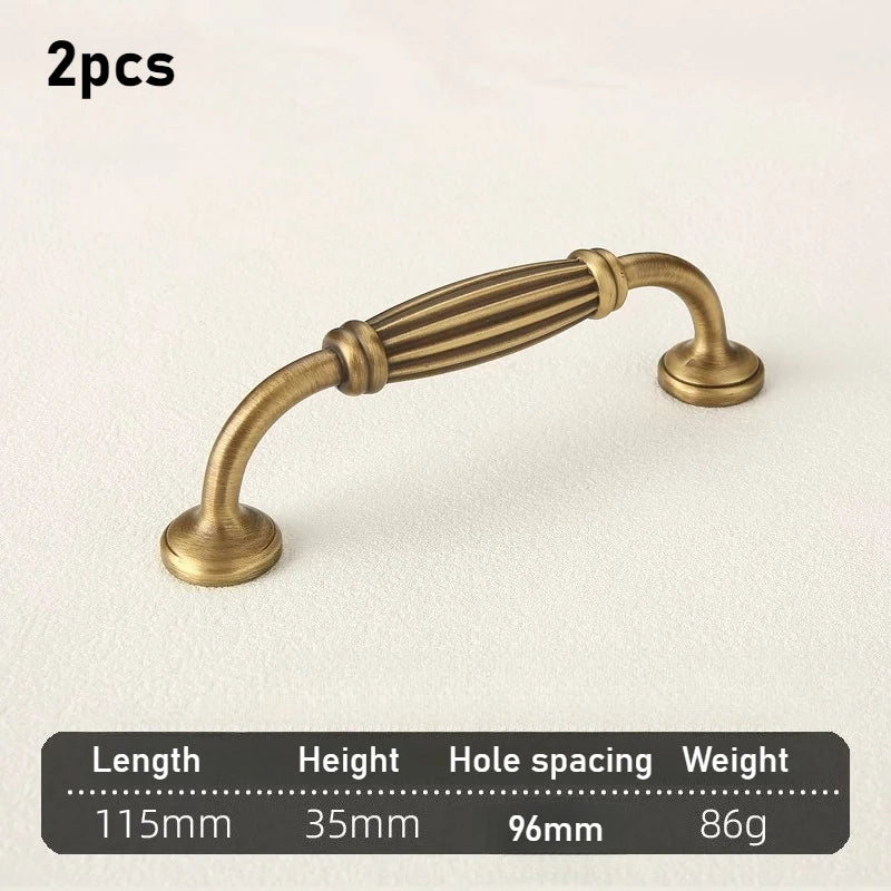 Brass French Handle Light Luxury Style Wardrobe Drawer Cabinet Gold European Cabinet High End Bronze Middle Ancient Style Handle Oasis Select 2pcs Bronze 96mm