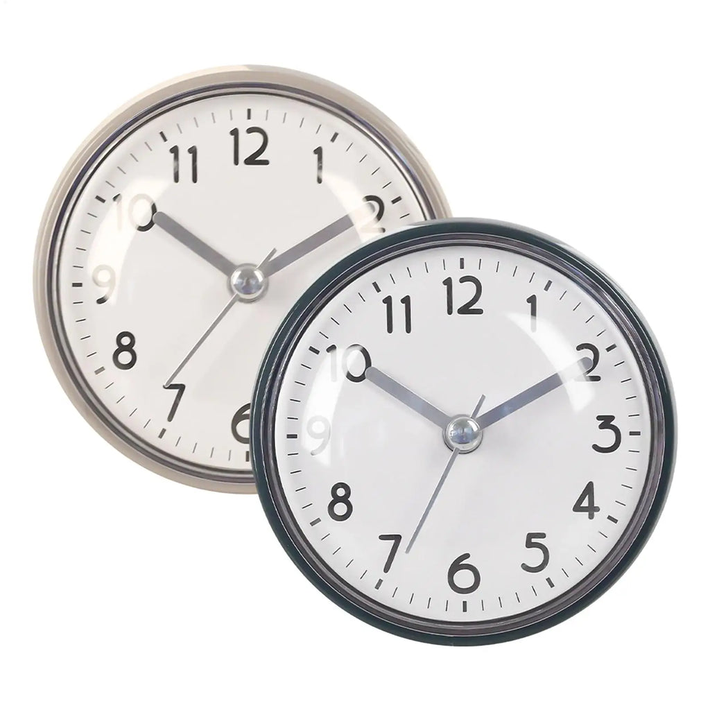 Mini Sucker Suction Cup Wall Clock Silent Waterproof Anti-Fog Small Clock for Bathroom Kitchen Toilet Wall Hanging Decoration Oasis Select