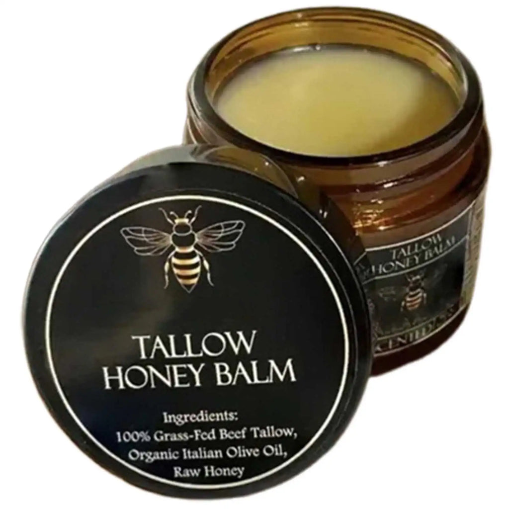 Organic Grass Fed Beef Tallow Balm With Raw Honey Moisturizing Cream For Soft Smooth Skin Handmade All-Natural Moisturizer Skin Oasis Select Unscented 57g