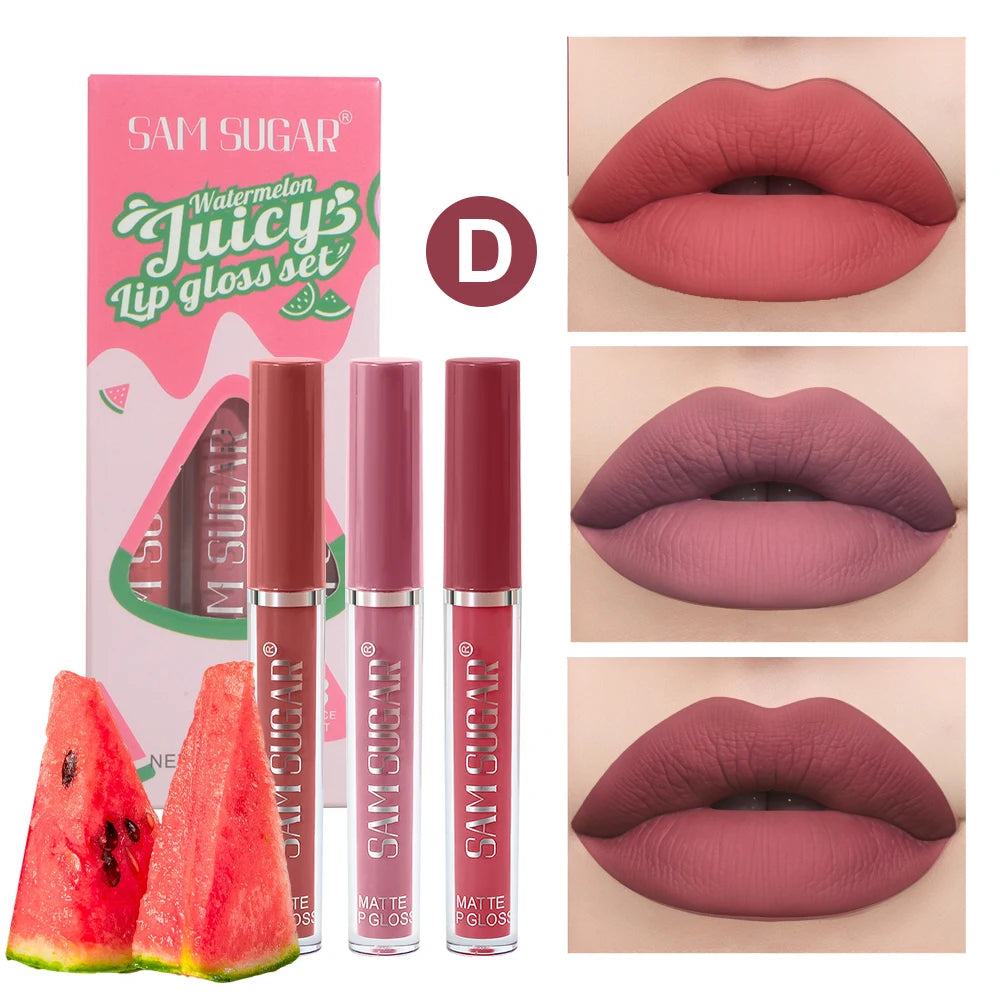 SAM SUGAR Velvet Matte Lip Gloss Set – Long Lasting Lipstick Matte Lip Gloss Set Oasis Select D