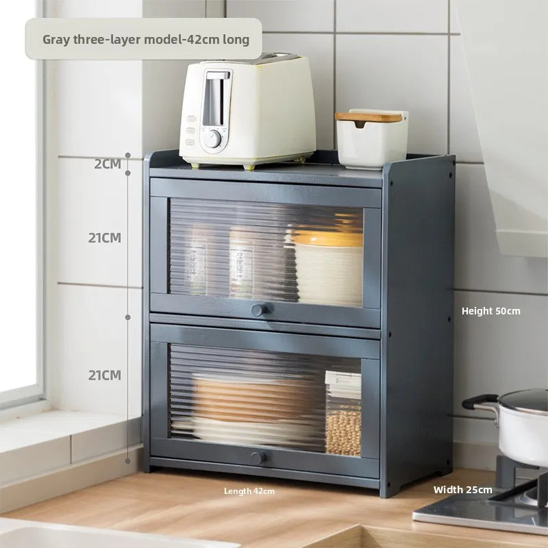 Kitchen Shelves Seasoning Dishes Storage Multi-layer Countertops Lockers Cupboards Household Cutlery Chopsticks Storage Boxes Oasis Select Dark Grey 2-42