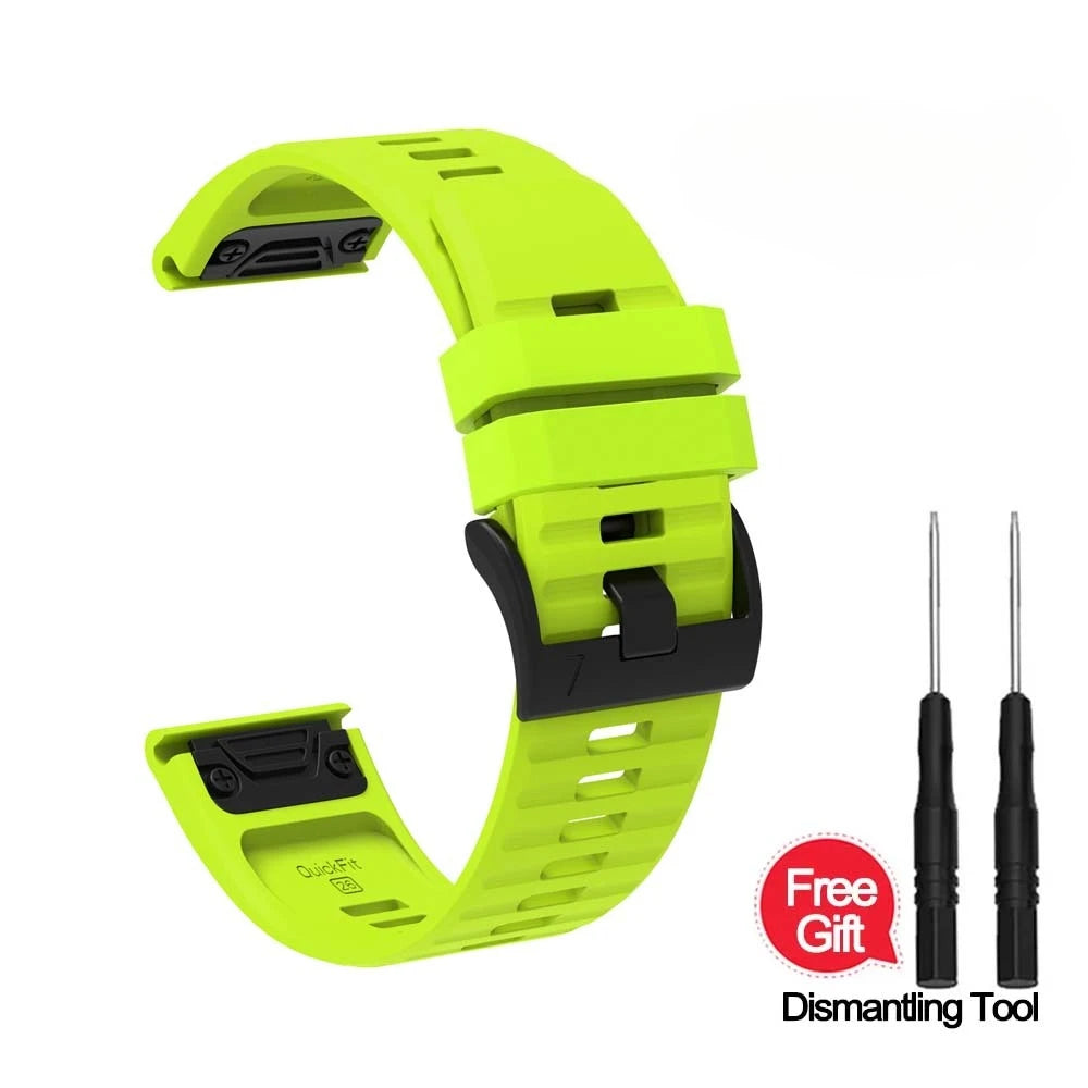 Silicone Quick Fit Band for Garmin Fenix 8/7/6/5 – 22mm & 26mm Silicone Watch Band Oasis Select green QuickFit 22mm