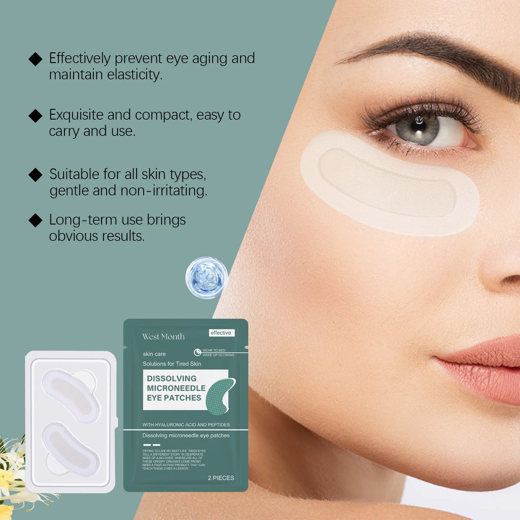 0.25mm Hyaluronic Acid Dissolving Microneedle Eye Patches Hydrogel Eye Mask for Wrinkles Dark Circles Puffiness Anti-Aging Oasis Select