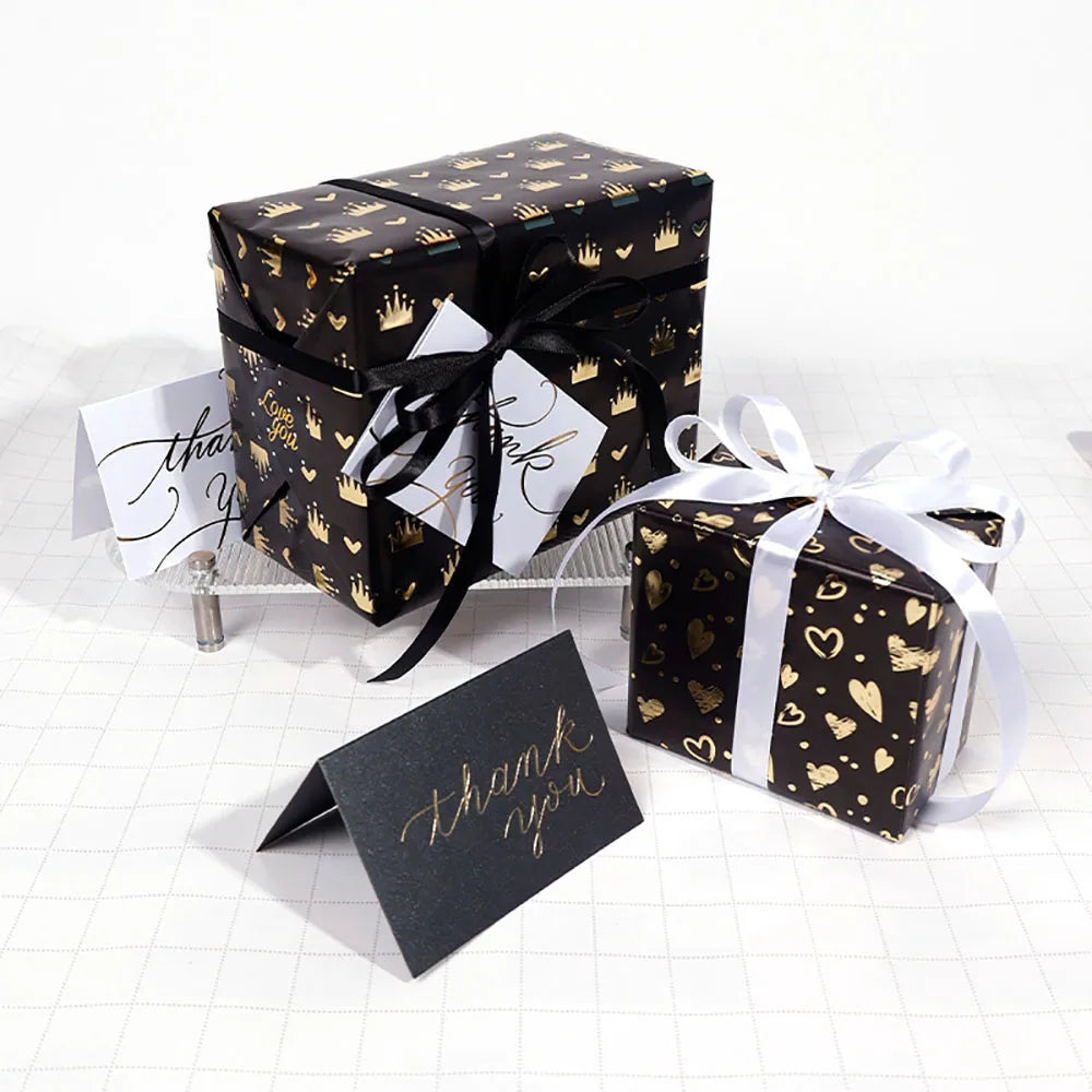 43x300cm Black Gold Gift Wrapping Paper Polka Bouquet Packaging Paper Christmas Valentines Day Birthdays Gifts Decorations Paper Oasis Select