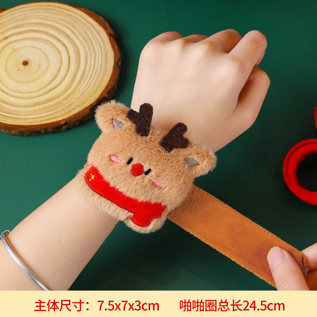 Christmas Decorations Plush Santa Claus Papa Ring Cartoon Cute Bracelet Toys Children's Gifts Oasis Select Elk